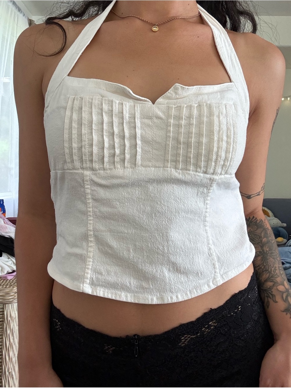 Free People White Halter Corset Tank Top - Women